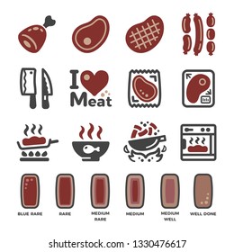 meat and cooking icon set,vector and illustration