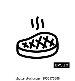 Fleisch Kochzeile Symbol Vektorgrafik. BBQ-Symbol, Vektorgrafik