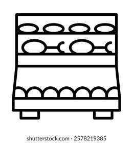 Meat Counter Vector Line Icon Design
