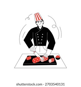 Meat Cutting Flat Illustration EPS 10 File 