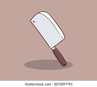 meat cutting knife hand drawing illustration
