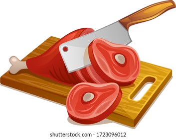 Meat cutting on a white background
