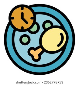 Meat diet icon outline vector. Application care. Device management color flat