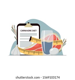 Meat diet plan web banner template.
Weight loss meal, healthy eating. Meat, eggs, steak, rosemary, pepper. Cartoon vector illustration for health articles, diet description.