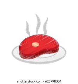 meat and dish food drawing