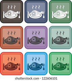 Meat, dish, plate, icon, vector