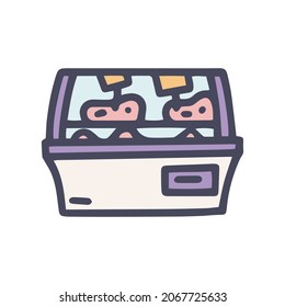 meat display fridge color vector doodle simple icon