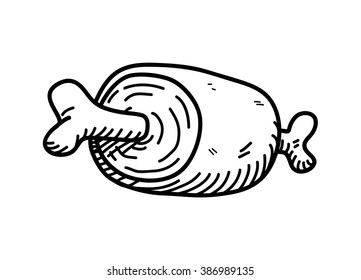 Meat Doodle, a hand drawn vector doodle illustration of a meat.