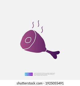 meat doodle icon for cooking concept. Gradient glyph sign symbol vector illustration