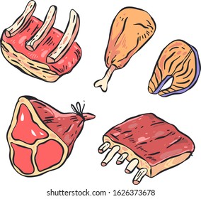 meat doodle . vector illutration