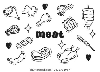 meat with doodles style good for background