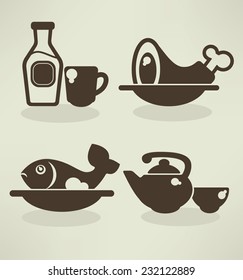 meat and drink, vector food collection