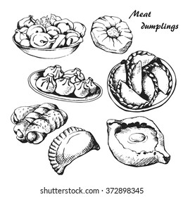 meat dumplings and  meat  bakery products