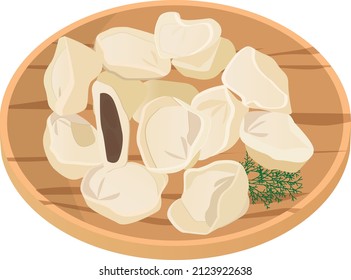 Meat dumplings vector illustration for design