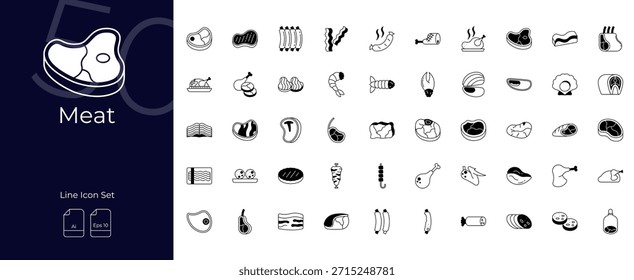Meat Duotone Editable Icons set