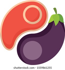 Meat and Eggplant symbol in Ying Yang shape