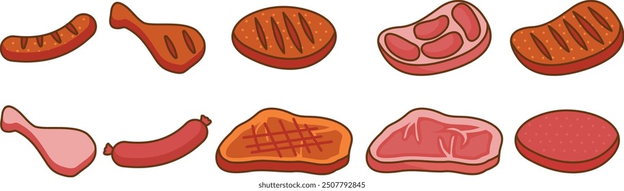 Meat Element Set Vector Art