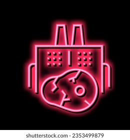 meat factory building neon light sign vector. meat factory building illustration