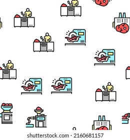 Meat Factory Product Vector Seamless Pattern Thin Line Illustration