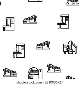 Meat Factory Production Equipment vector seamless pattern thin line illustration