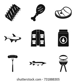 Meat feast icons set. Simple set of 9 meat feast vector icons for web isolated on white background