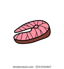  meat , fish cut doodle style , vector isolated 