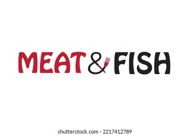 Fleisch und Fisch minimale Logo Symbol Symbol Symbol Symbol Design Konzept. Vektorgrafik
