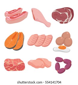 Meat, 
Fish Meat, Pork Cartoons Design