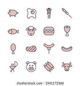 meat, fish poultry set icon, isolated meat, fish poultry set sign icon, vector illustration