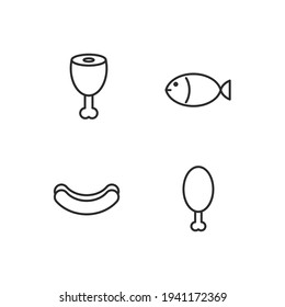 meat, fish poultry set icon, isolated meat, fish poultry set sign icon, vector illustration