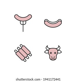 carne, icono del conjunto de aves de corral de pescado, carne aislada, símbolo del conjunto de aves de corral de pescado, ilustración del vector