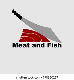 Meat and fish products. Butcher, Vector advertising meat shop, meat market
