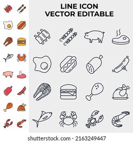 Meat and fish set icon symbol template for graphic and web design collection logo vector illustration
