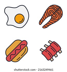 Meat and fish set icon symbol template for graphic and web design collection logo vector illustration