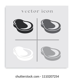 Meat flat black and white vector icon.