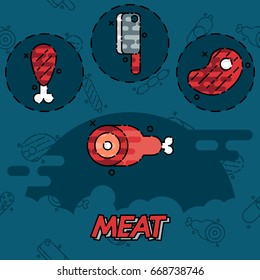 Meat flat concept icons