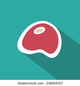 Meat flat ion with long shadow. Vector illustration eps10.