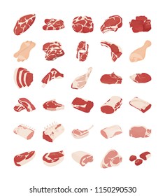 Meat Flat Vector Icons 