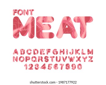 Meat Font. Beef ABC. Meat Letters. Pork Alphabet