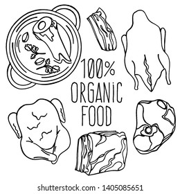 MEAT FOOD Carnivore Diet Organic Vector Illustration Set