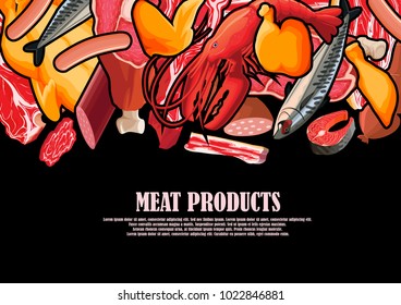 Meat food drawn in a frame