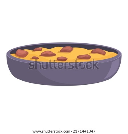 Meat food icon cartoon vector. Rice meal. Azerbaijan dish