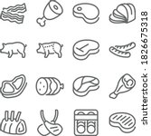 Meat food icon illustration vector set. Contains such icon as Steak, Sausage, Beef, Pork, Lamb, Bacon, and more. Expanded Stroke