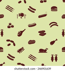 meat food icons and symbols seamless pattern eps10