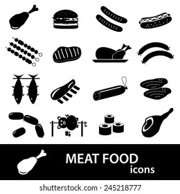 meat food icons and symbols set eps10