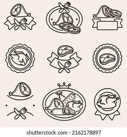 Meat food labels and elements set. Collection icon meat food. Vector