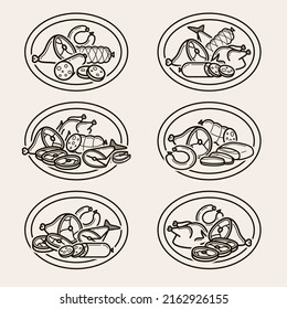 Meat food labels and elements set. Collection icon meat food. Vector