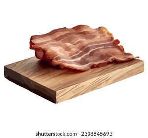 meat food on rustic wooden plate over white