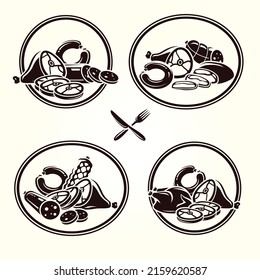 Comida de carne. Carne de icono de colección. Vector