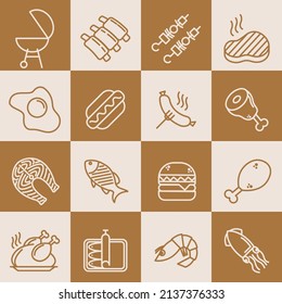 Meat food set icon symbol template for graphic and web design collection logo vector illustration